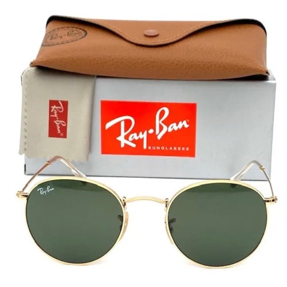 Ray Ban Round Metal RB3447 001 Gold / Green 50mm Sunglasses - Picture 5 of 5